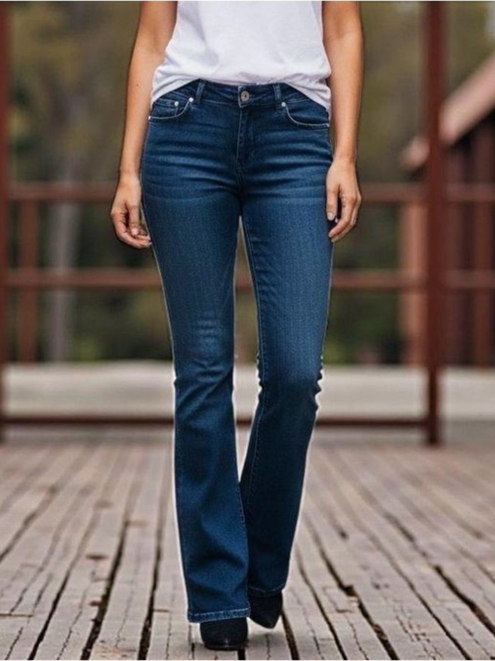 INC Denim Dark Wash Mid Rise Boot Cut Jeans 12 Short